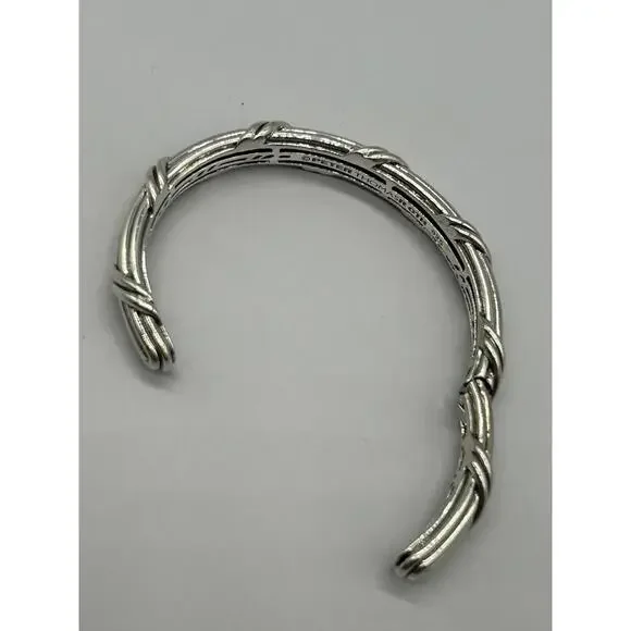 Peter Thomas Roth Sterling Silver Ribbon & Reed Hinged Cuff 11mm Bracelet 6.3/4